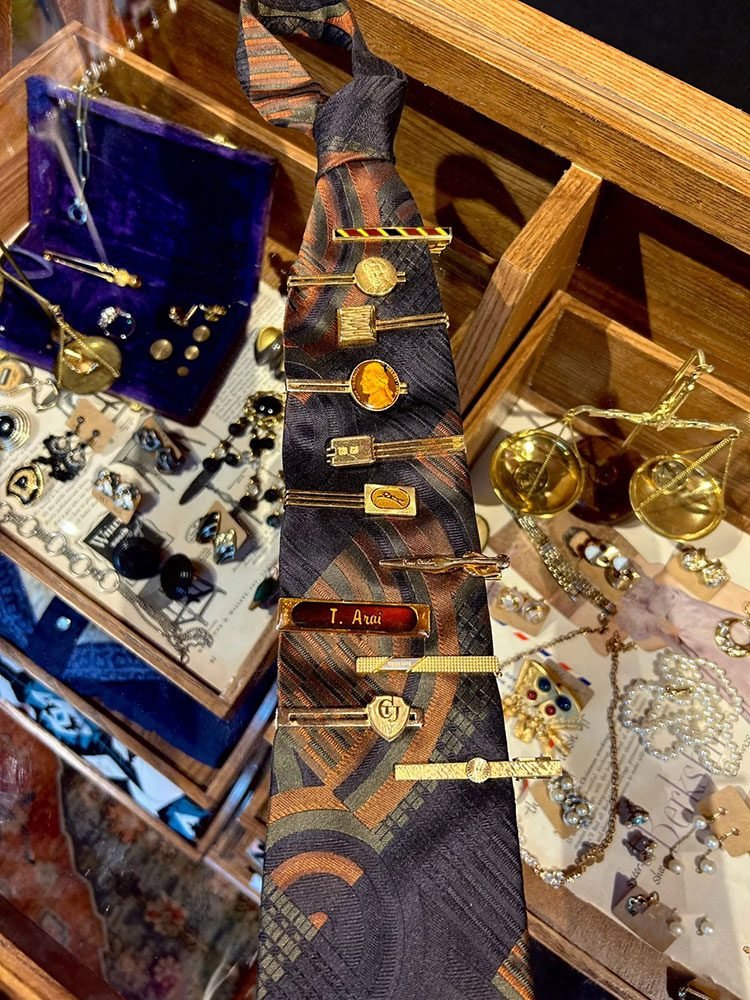 Various styles of tie clips